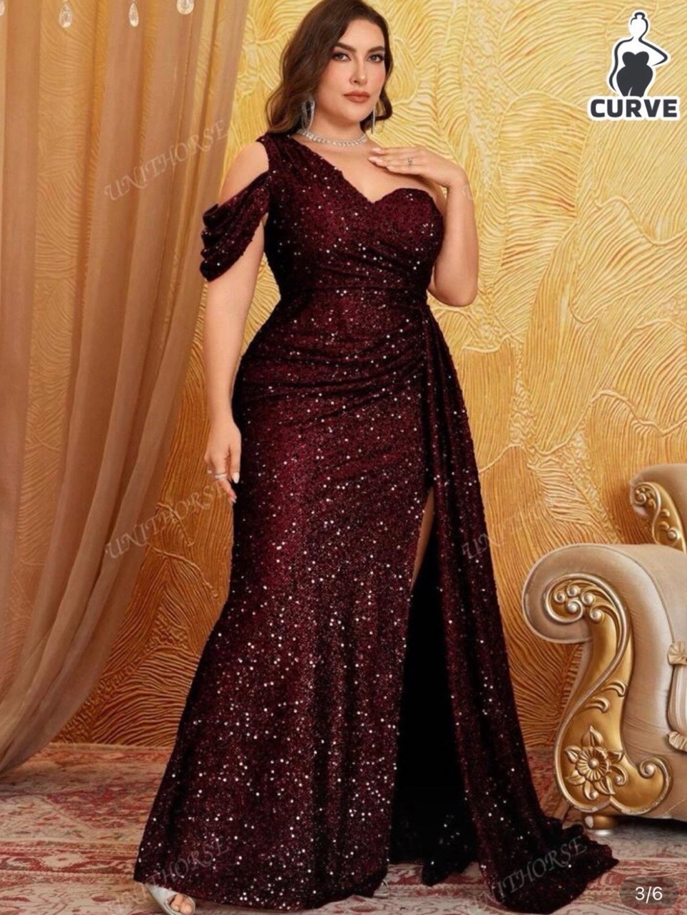 Plus Size Evening Gown in Burgundy